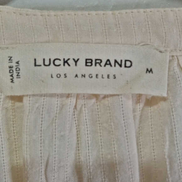 Lucky Brand Embroidered Flutter Sleeve Top Pink Nude Boho Cotton - Picture 6 of 13